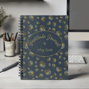 Journal De Gratitude Personnalisé Avec Fleurs D'Or