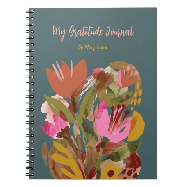 Journal de gratitude personnalisé floral (Devant)
