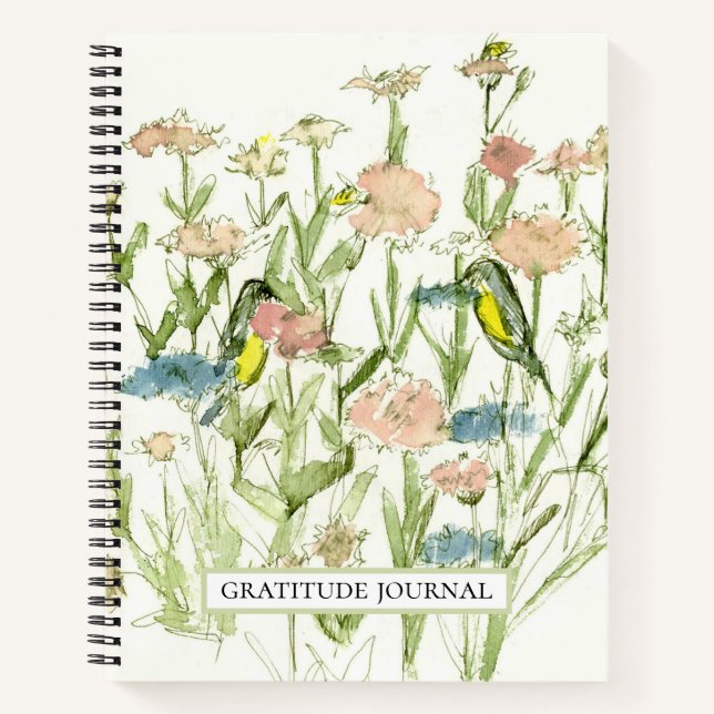 Journal de gratitude personnalisé Oiseau Pinsons F (Devant)