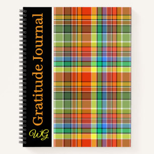 Journal de Gratitude Personnalisé Orange Plaid
