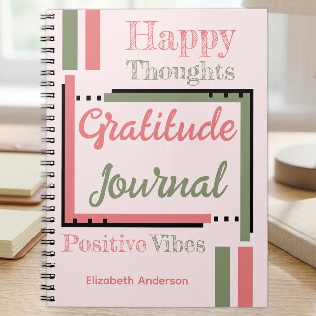 Journal de gratitude personnalisé vert rose (Créateur téléchargé)