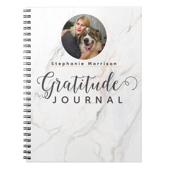Journal de gratitude photo en marbre - Gris et bla (Devant)