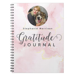 Journal de gratitude photo en marbre - Rose et bla