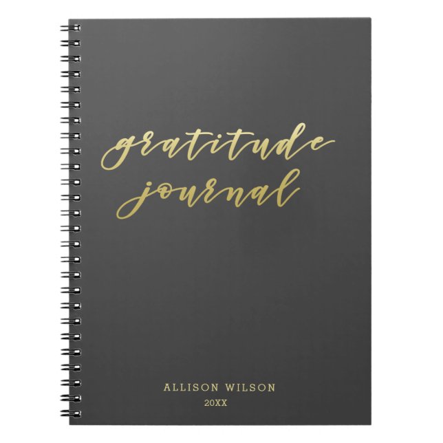 Journal de Gratitude - Typographie de script or mi (Devant)