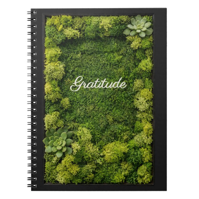 Journal de gratitude Vert Mousses Esthétique Bien- (Devant)