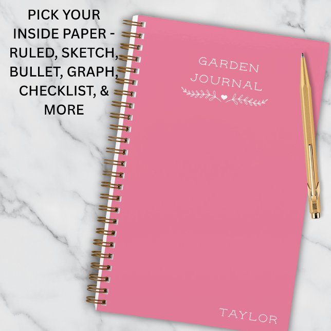 Journal de jardinage simple personnalisé avec nom  (Créateur téléchargé)