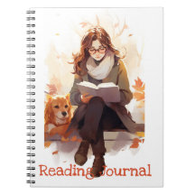Journal de lecture Cute fille livre et chien Autom