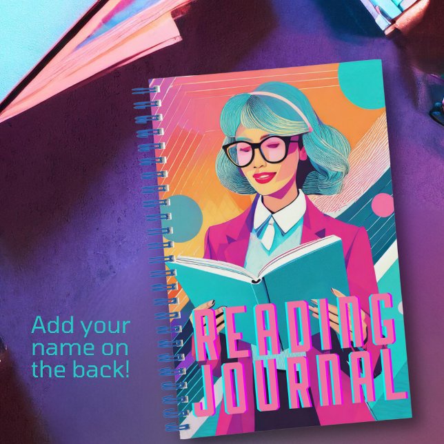 Journal de lecture Synthwave personnalisé (Get into the synthwave aesthetic with this personalized synthwave reading journal. )