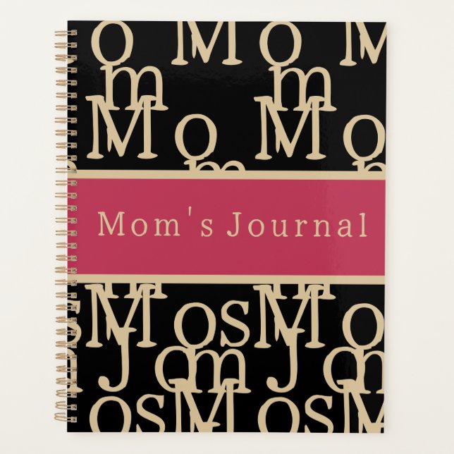 Journal de maman Magenta Black Gold Typographie (Devant)