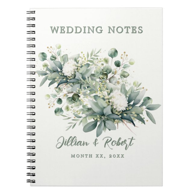 Journal de mariage à accent doré et floral verdoya (Devant)