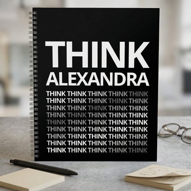 Journal de mentalité Think Typography noir blanc  (Créateur téléchargé)