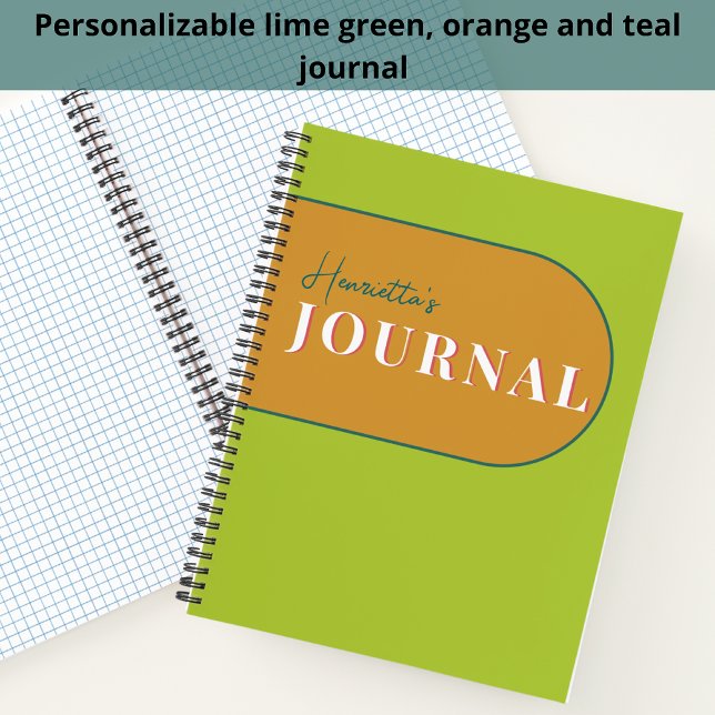 Journal de nom Turquoise Lime Orange (Créateur téléchargé)