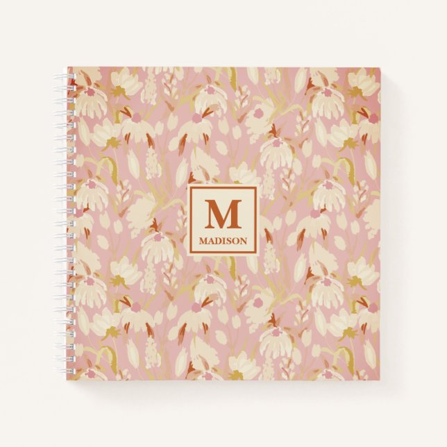 Journal de notes à monogramme floral (Devant)