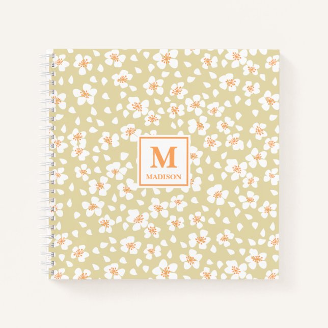 Journal de notes à monogramme floral (Devant)