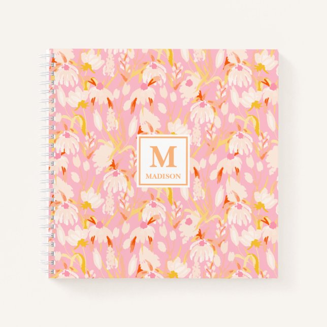 Journal de notes à monogramme floral (Devant)