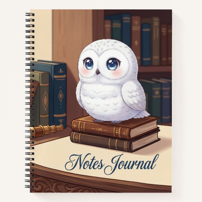 Journal de notes de chouette blanche mignonne (Devant)