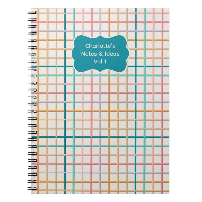 Journal de notes et d'idées à motif tissé pastel (Devant)