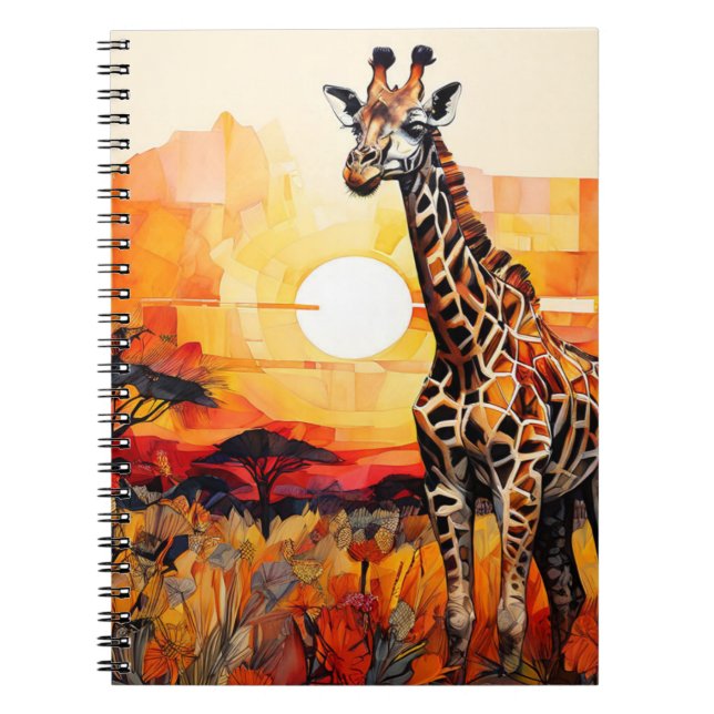 Journal de notes + paysage abstrait Girafe (Devant)
