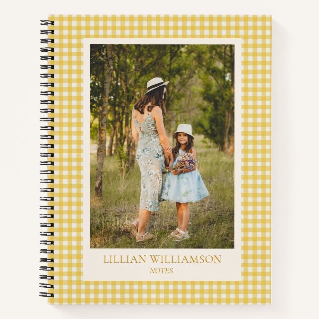 Journal de notes personnalisé avec photo à carreau (Devant)