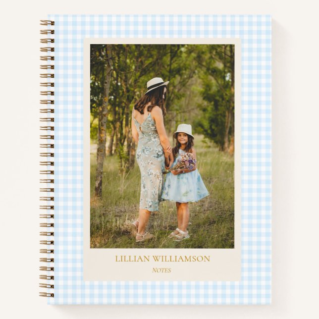Journal de notes personnalisé avec photo à carreau (Devant)