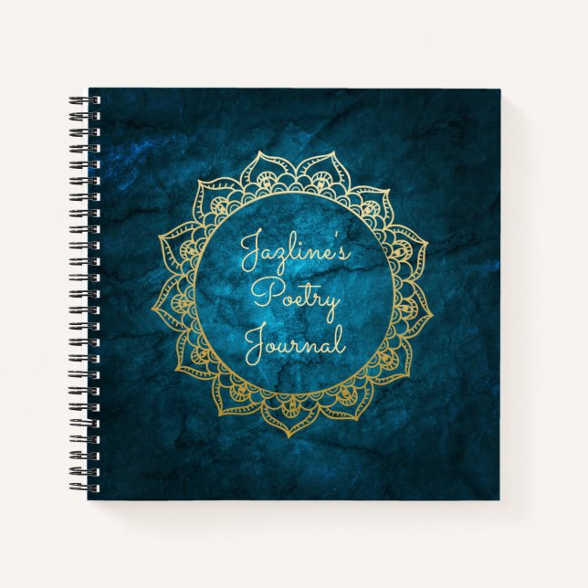 Journal de poésie personnalisée Gold Mandala (Devant)