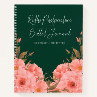 Journal de Postpartum Fleurs Vertes Personnalisé |