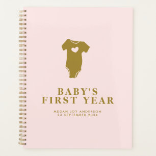 Journal de première année du bébé rose et or