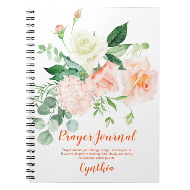 Journal de prière aux roses blanches et pêche avec (Devant)