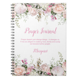 Journal de prière aux roses roses aquarelles et ve