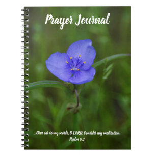 Journal de prière avec verset biblique Fleur Bleue