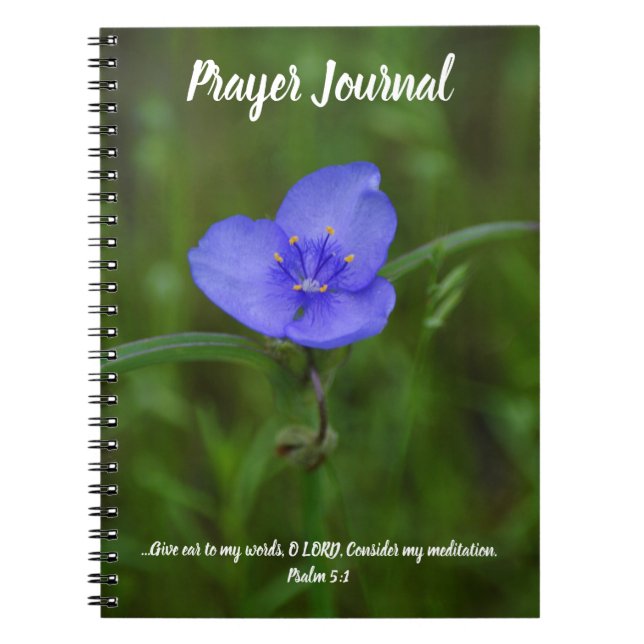 Journal de prière avec verset biblique Fleur Bleue (Devant)