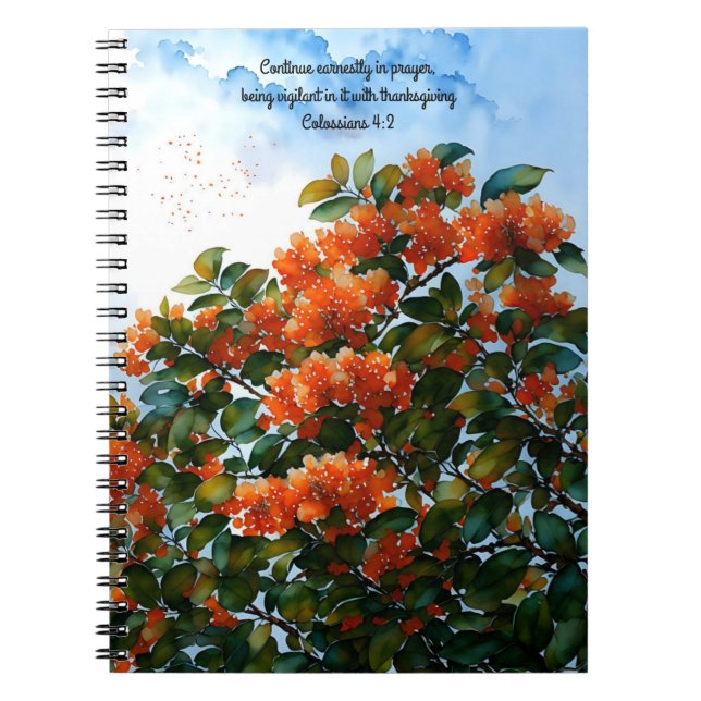 Journal de prière avec versets bibliques et fleurs (Devant)