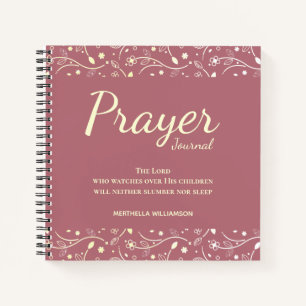 Journal de prière d'or du Rose floral personnalisé