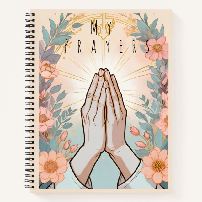Journal de prière / Mains florales en prière Chrét (Devant)