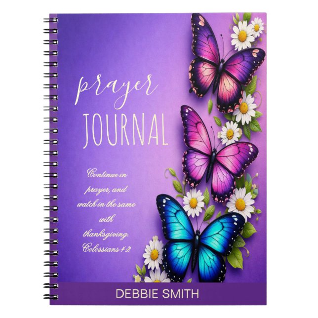 Journal de prière personnalisé Fleur de Papillon (Devant)