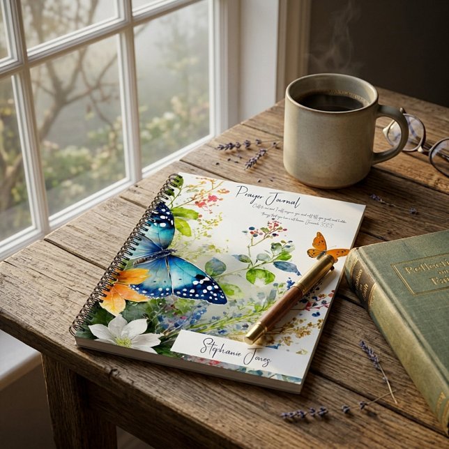 Journal de prière personnalisé floral papillon (Créateur téléchargé)