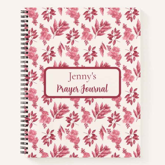 Journal de prière personnalisé rose toile (Devant)