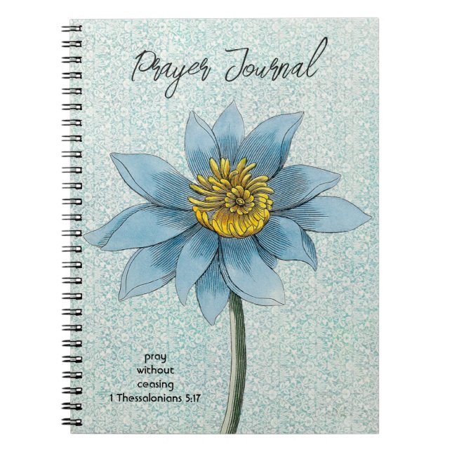 Journal de prières de style Vintage Fleur Bleue (Devant)