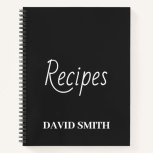 Journal de recette personnalisé en noir et blanc