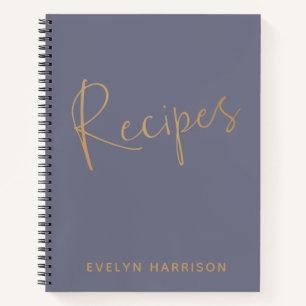 Journal de recette personnalisée en or bleu ardois