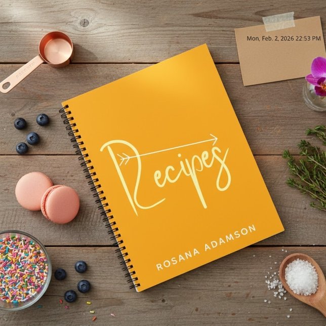 Journal de recettes orange esthétique | Pages blan (food journal gift, family recipe heirloom book)