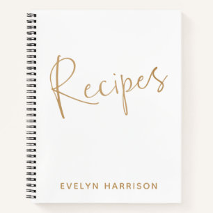 Journal de recettes personnalisé en blanc et or