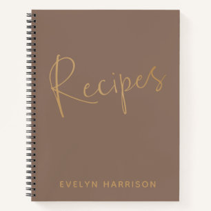 Journal de recettes personnalisé en marron mocha o