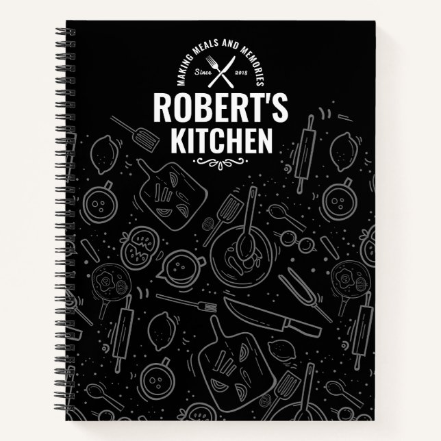 Journal de recettes sur tableau noir | Nom personn (Devant)