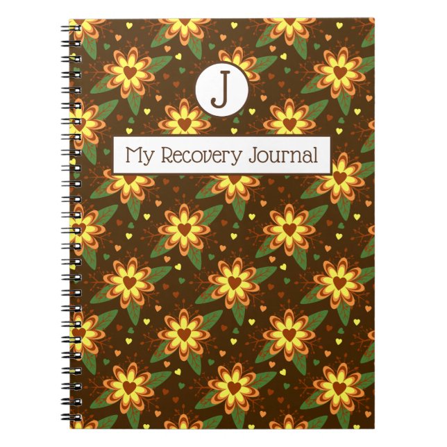 Journal de récupération cahier floral marron et or (Devant)