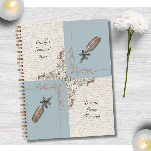 Journal de réflexion à motif floral et plume de co