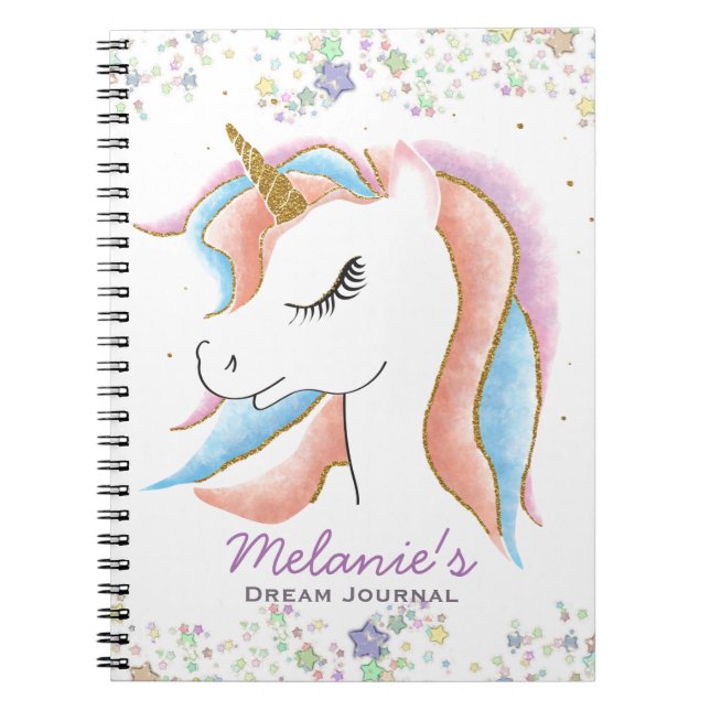 Journal de rêve personnalisé de l'Unicorne endormi (Devant)