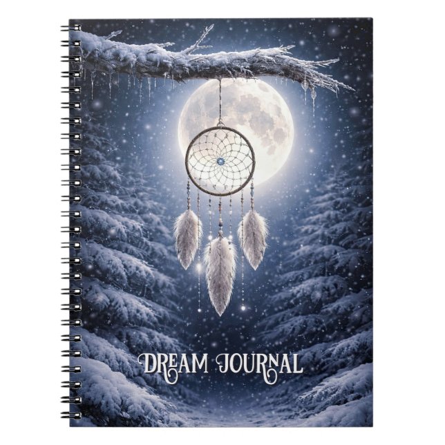 Journal de rêves avec attrape-rêves neige (Devant)