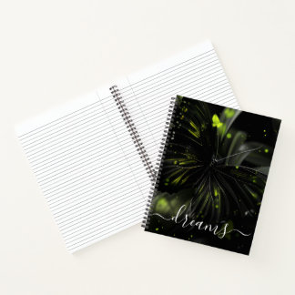 Journal de rêves papillon néon vert personnalisé