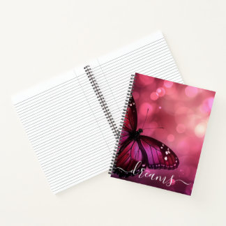 Journal de rêves papillon rose Bokeh personnalisé